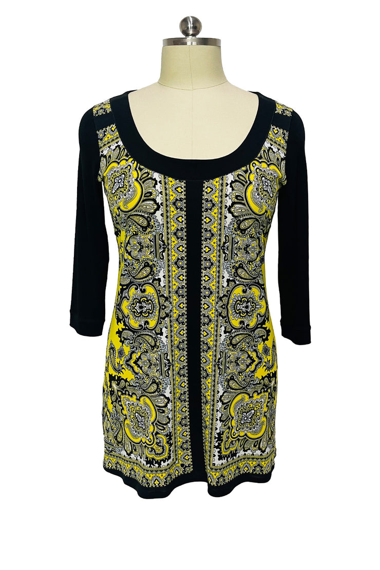 3/4 SLV Scoop Banded Neck Tunic