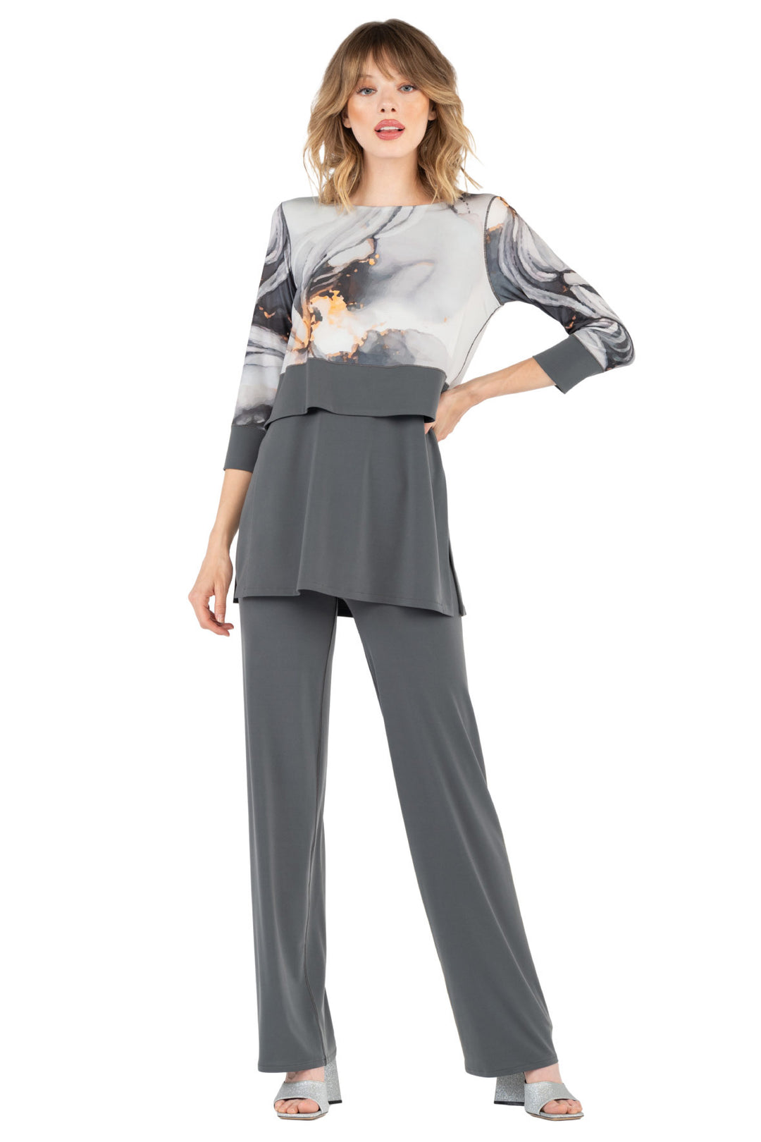 High Elastic Waist Straight Pants