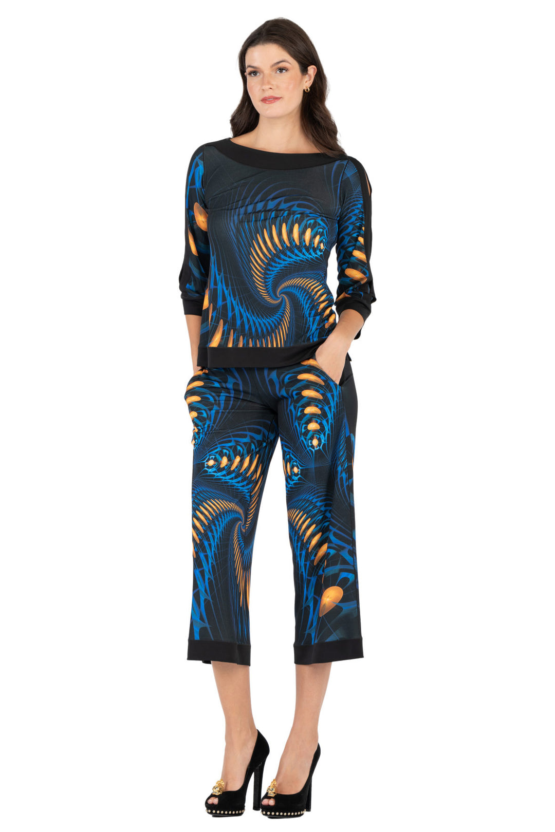 Side Seam Pocket Cropped Palazzo