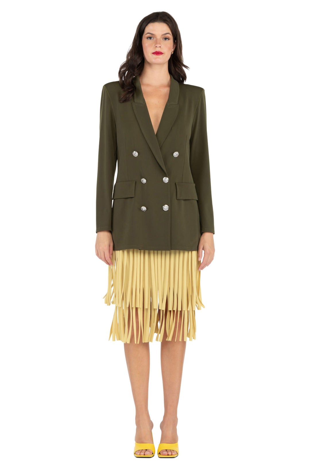 Peaked Lapel Double Breasted Jacket