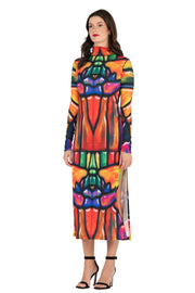 Kadas Mock Neck High Slit Fitted Extra Long SLV Dress