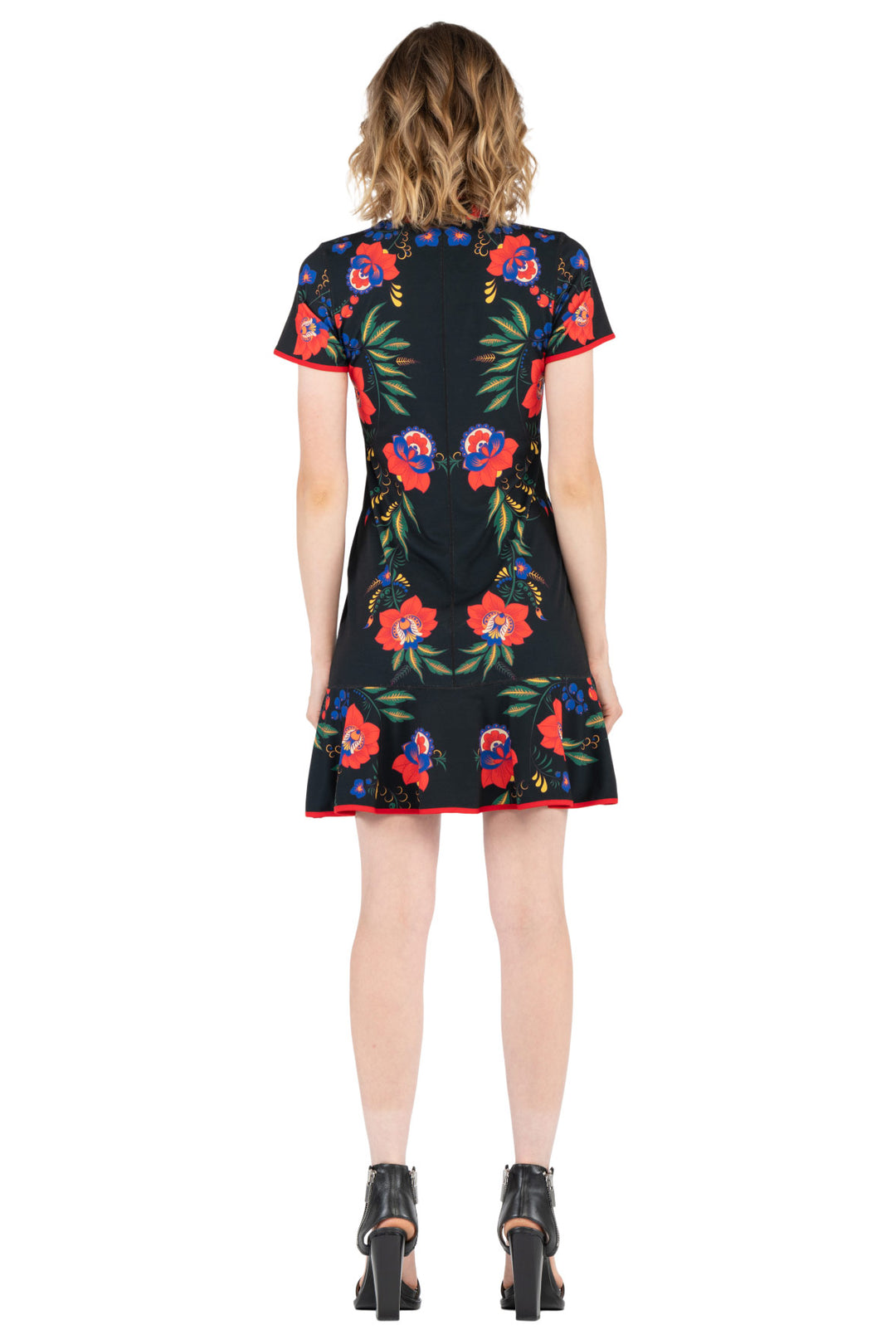 Mandarin Collar &amp; Sleeve with Binding Bottom Ruffle Dress