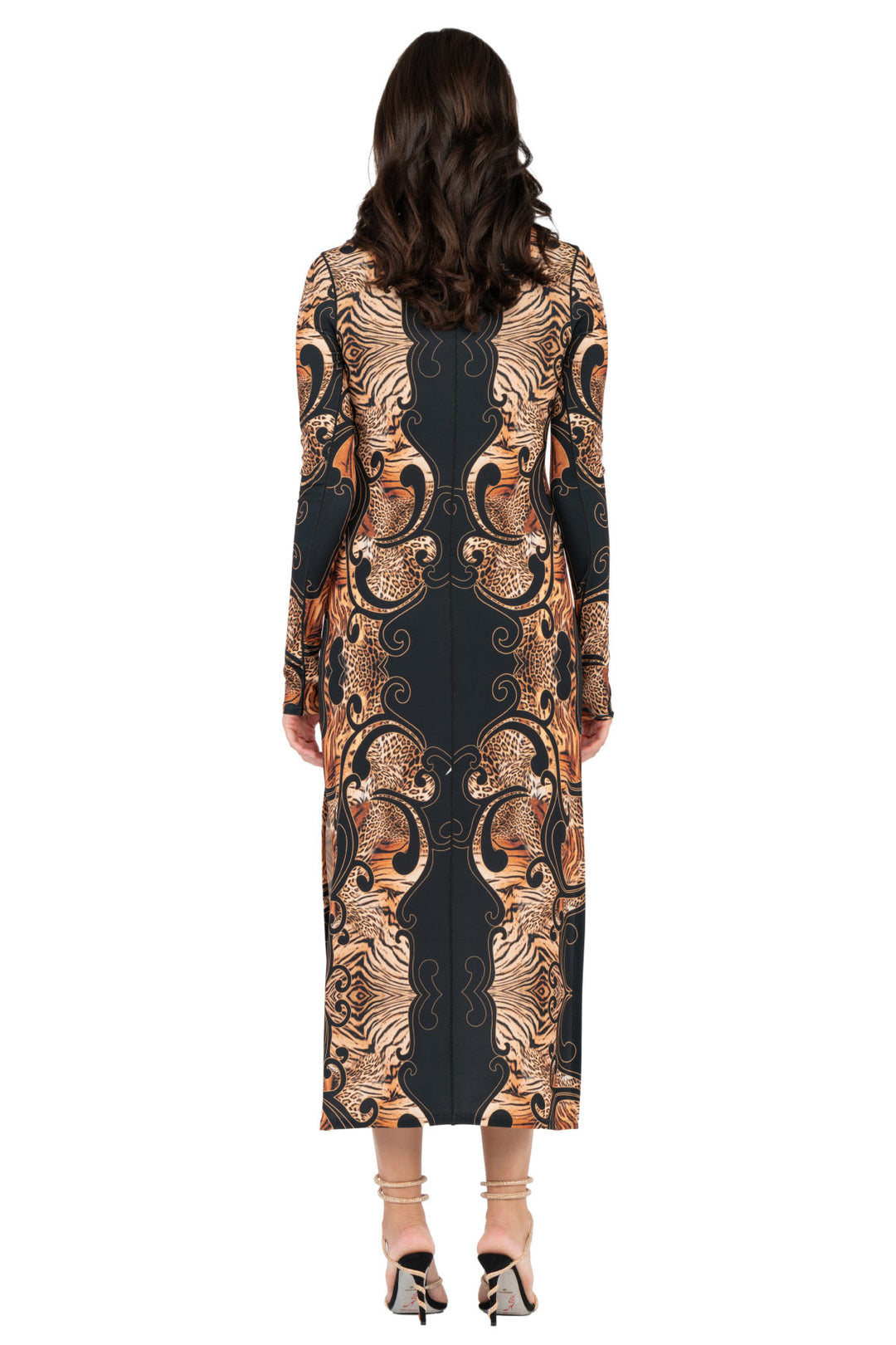 Kadas Mock Neck High Slit Fitted Extra Long SLV Dres