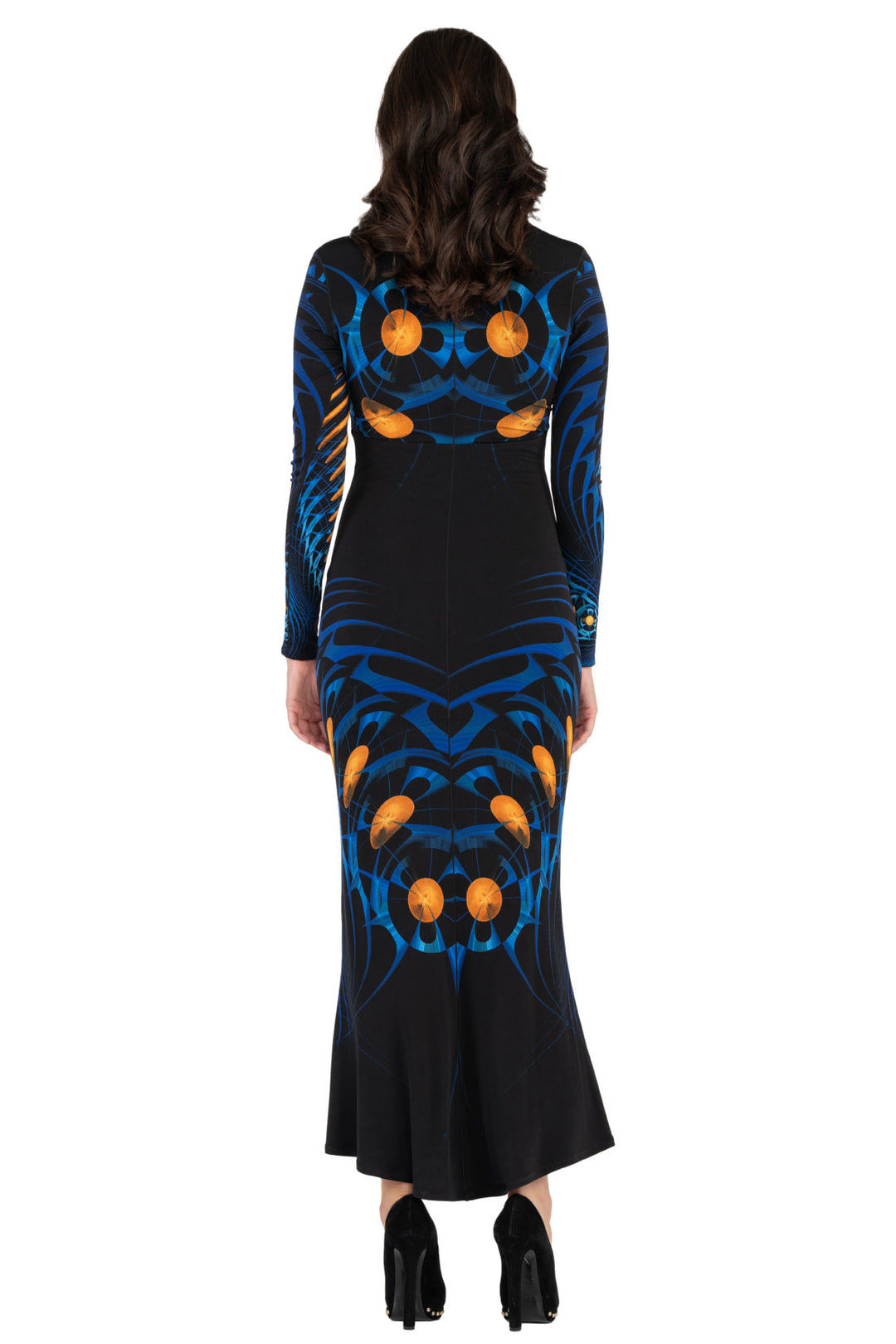 V Neck L/SLV Long Dress