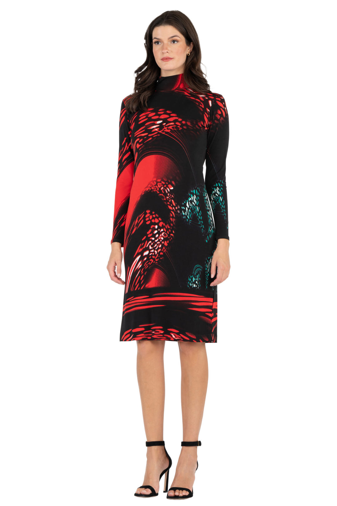 Hemmed BTM Mock Neck 2 Slit L/SLV Dress