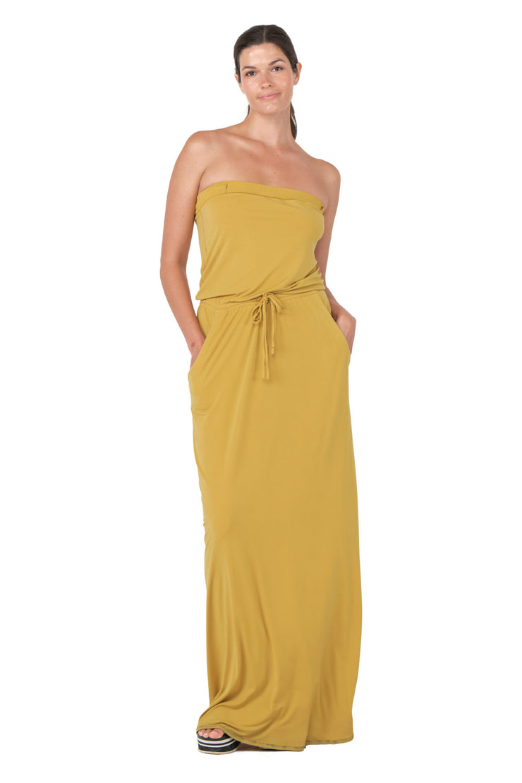 Strapless Pocket Long Dress