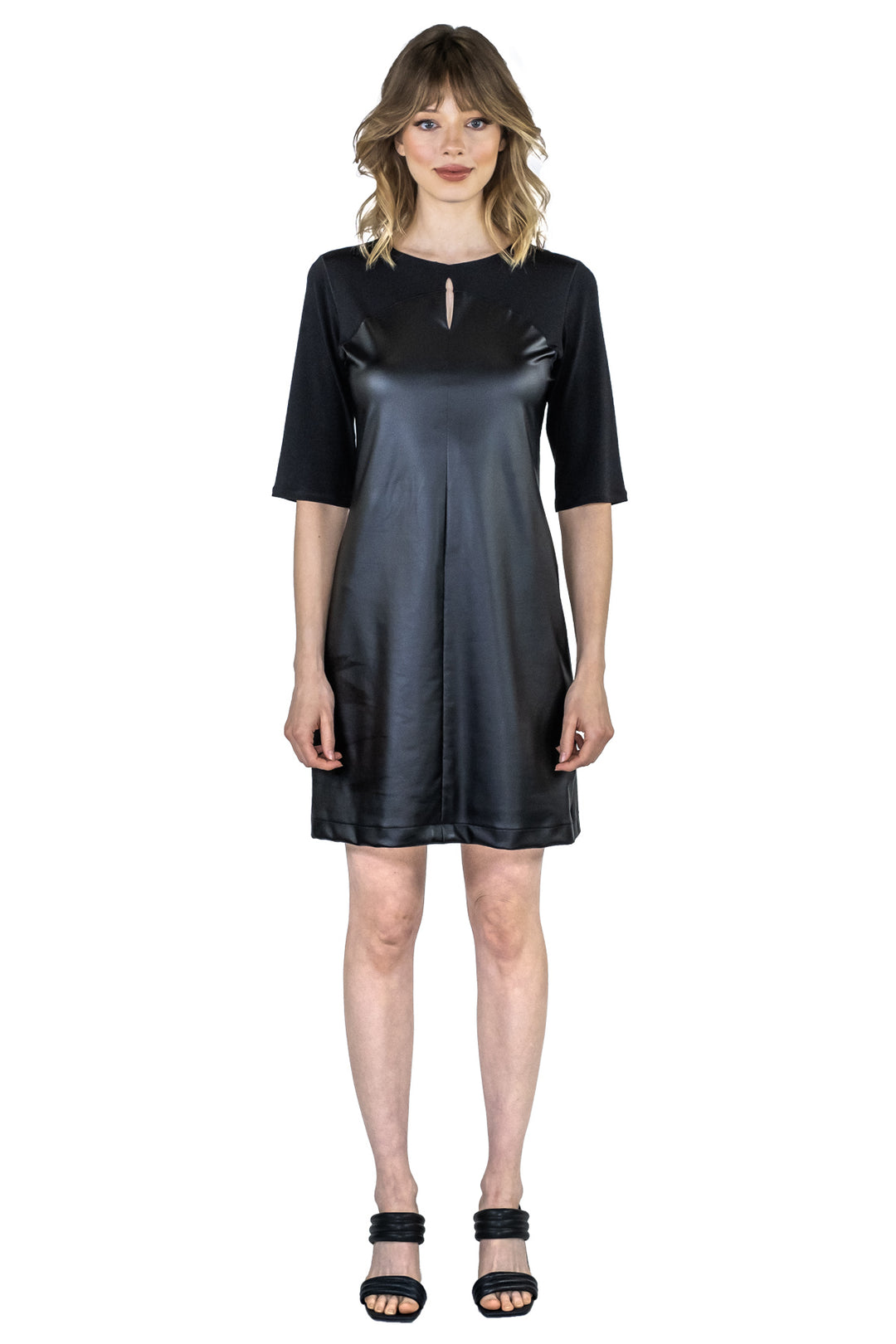 Elbow SL Key Hole Leatherette Body Dress