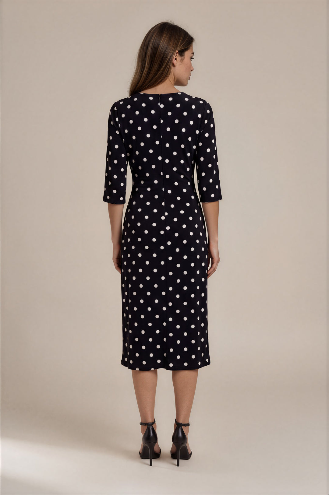 Scoop Neck Below Knee Length Elbow Sleeve Dress
