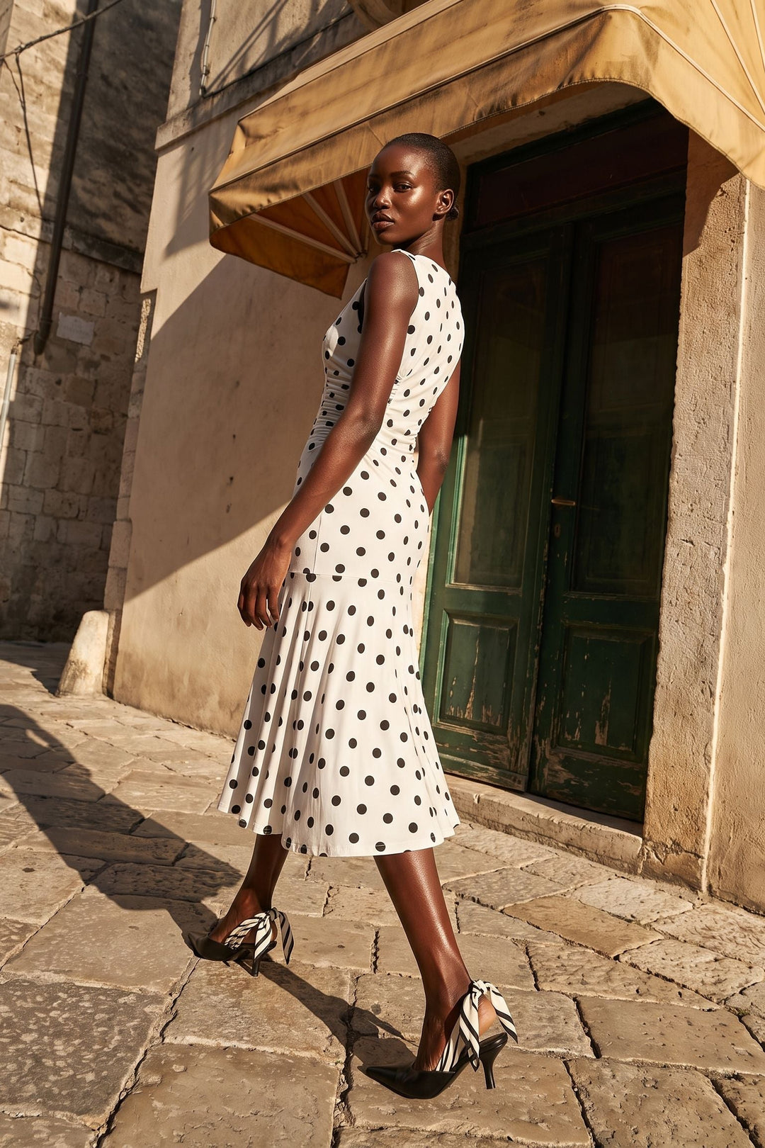 Ruched Detailed Sleeveless Lined Fit and Flair Dress
