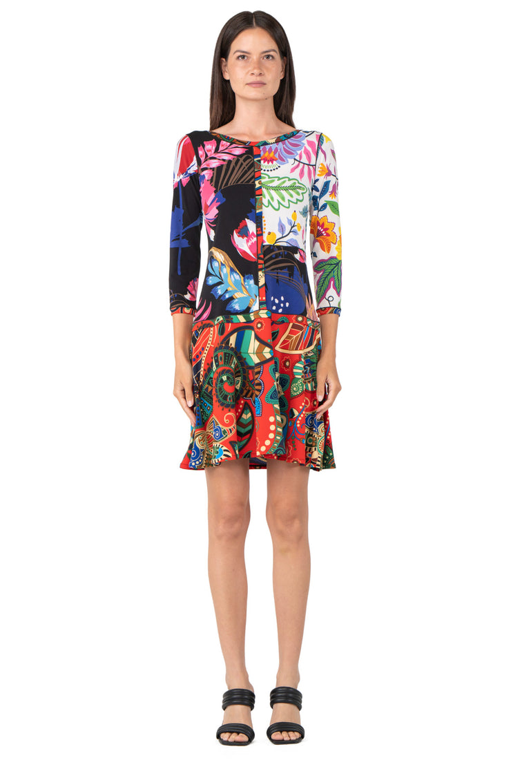3/4 SL Round Longer Overskirt Banded Dress