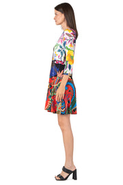 3/4 SL Round Longer Overskirt Banded Dress