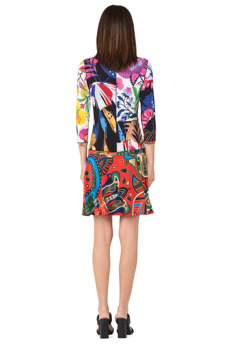3/4 SL Round Longer Overskirt Banded Dress