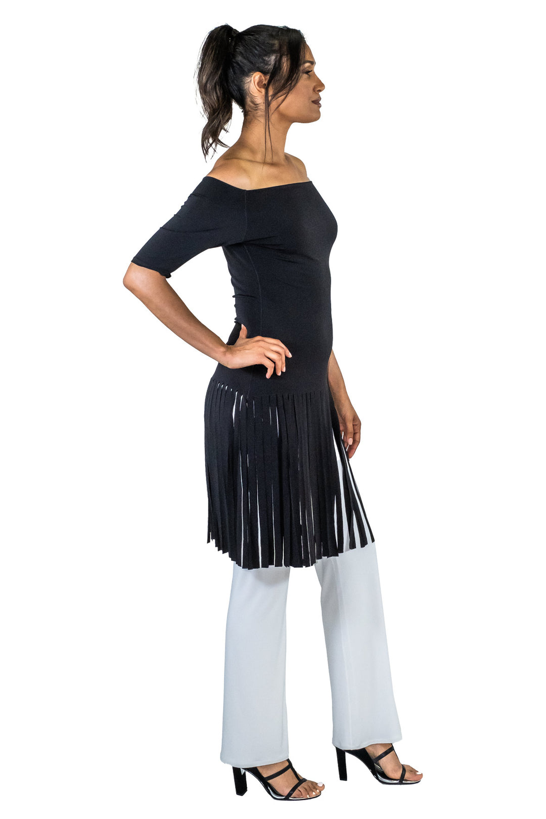 Cold Shoulder Fringe Dress