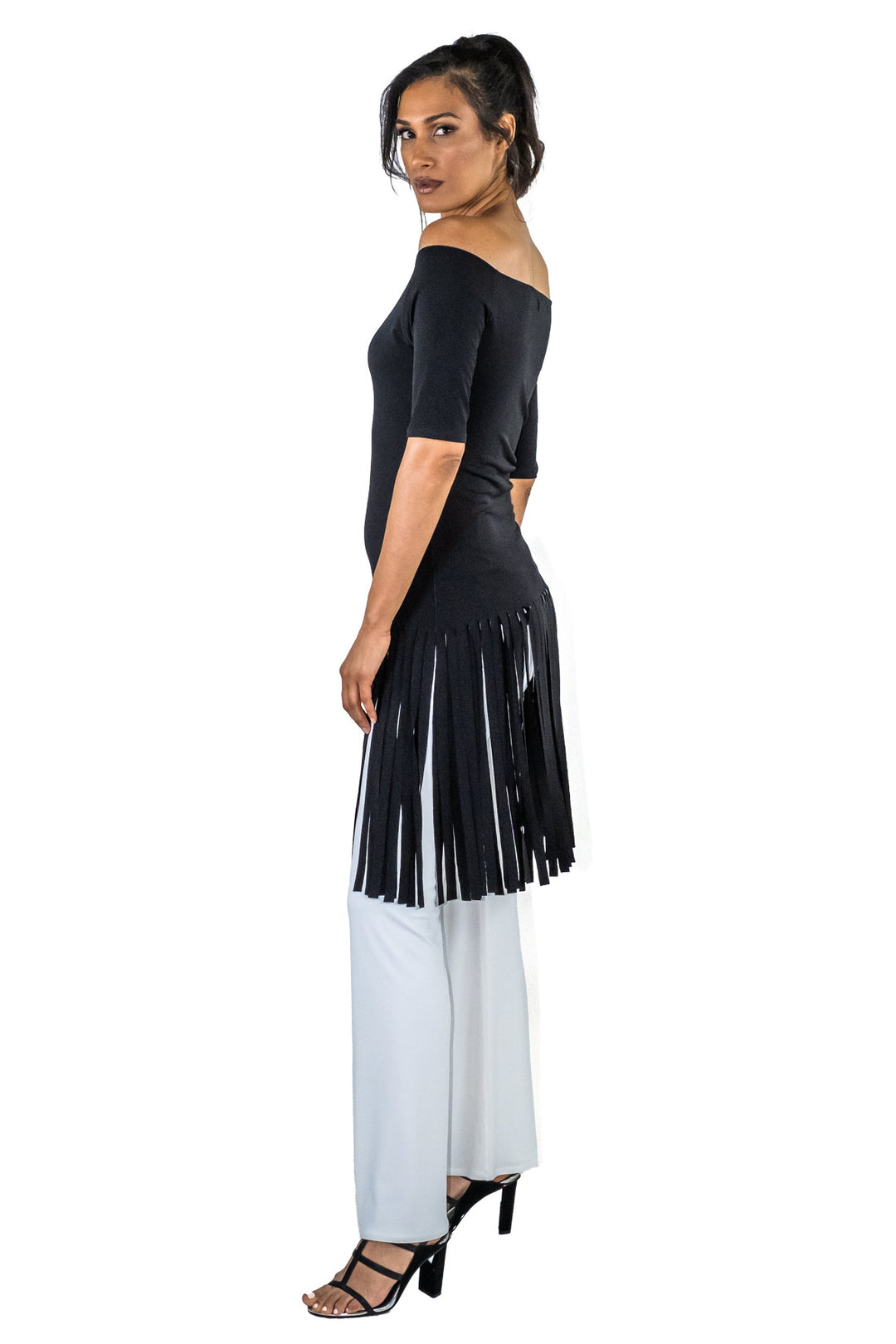 Cold Shoulder Fringe Dress