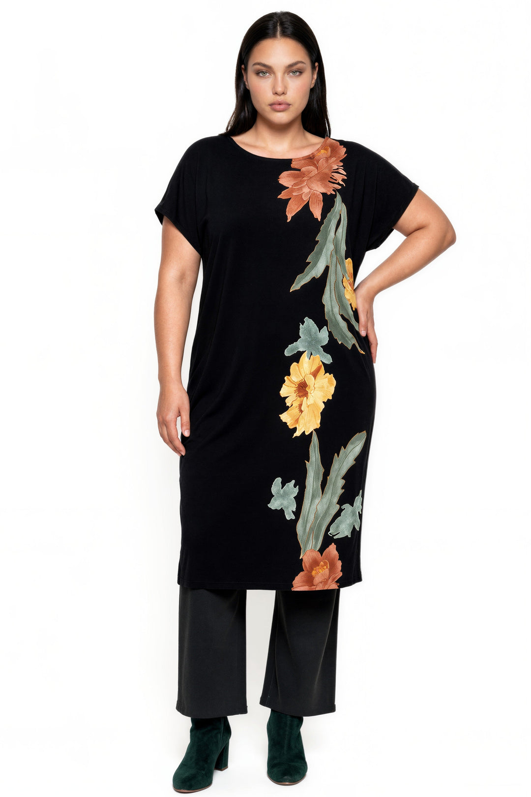 Plus Size Cap Sleeve Below Knee Wedge Dress