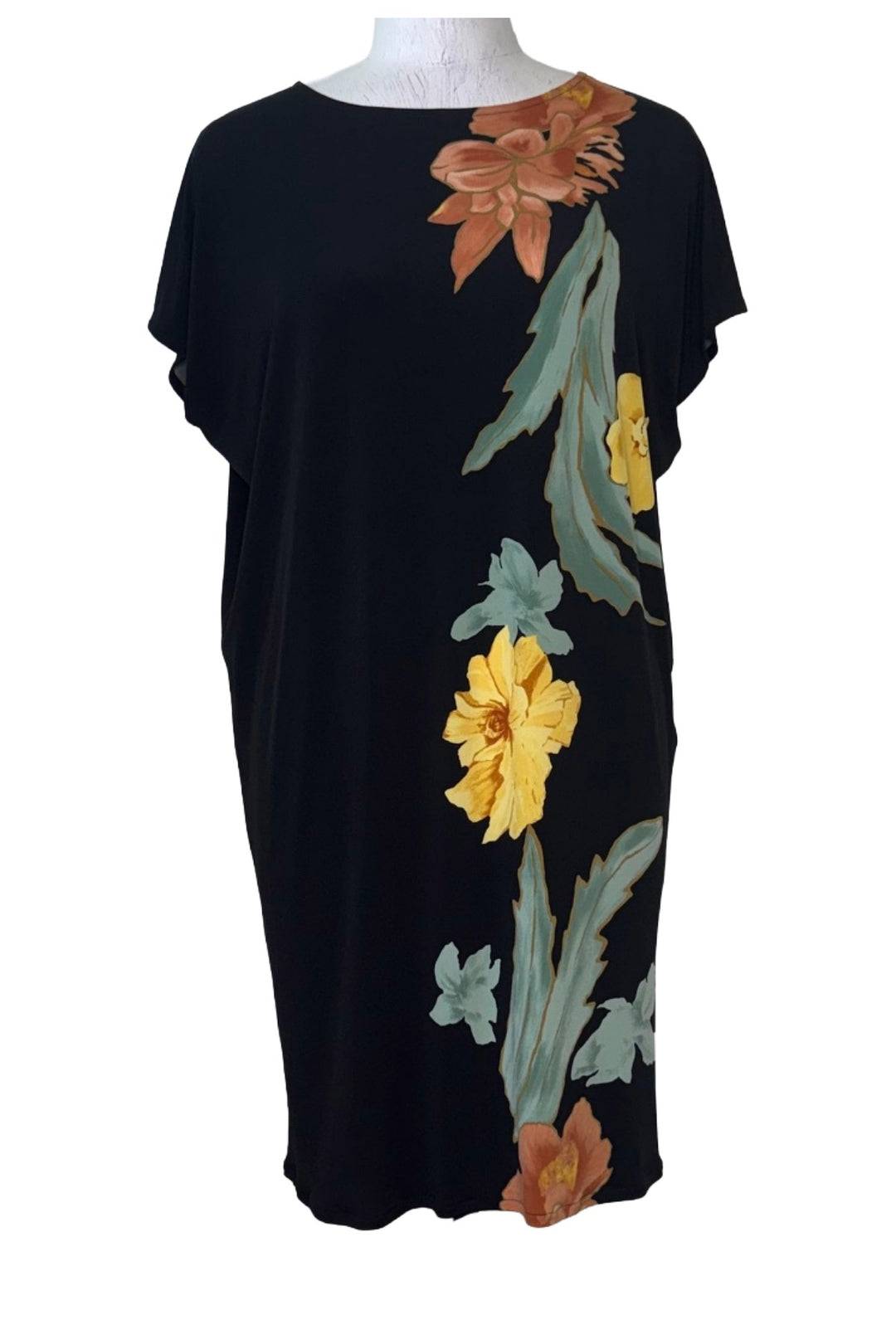 Plus Size Cap Sleeve Below Knee Wedge Dress