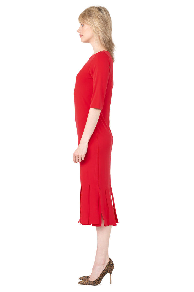 Elbow Sleeve Double Layered New Fringe Dress