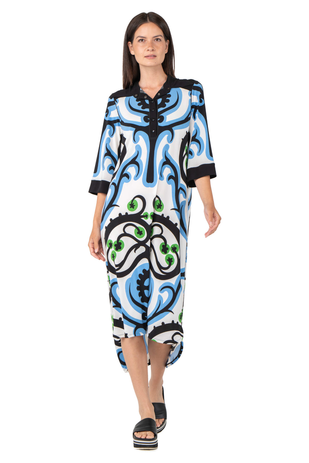 Elbow Sleeve High Low Shirt Long Dress