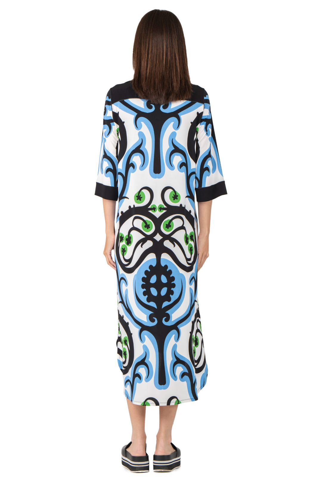 Elbow Sleeve High Low Shirt Long Dress
