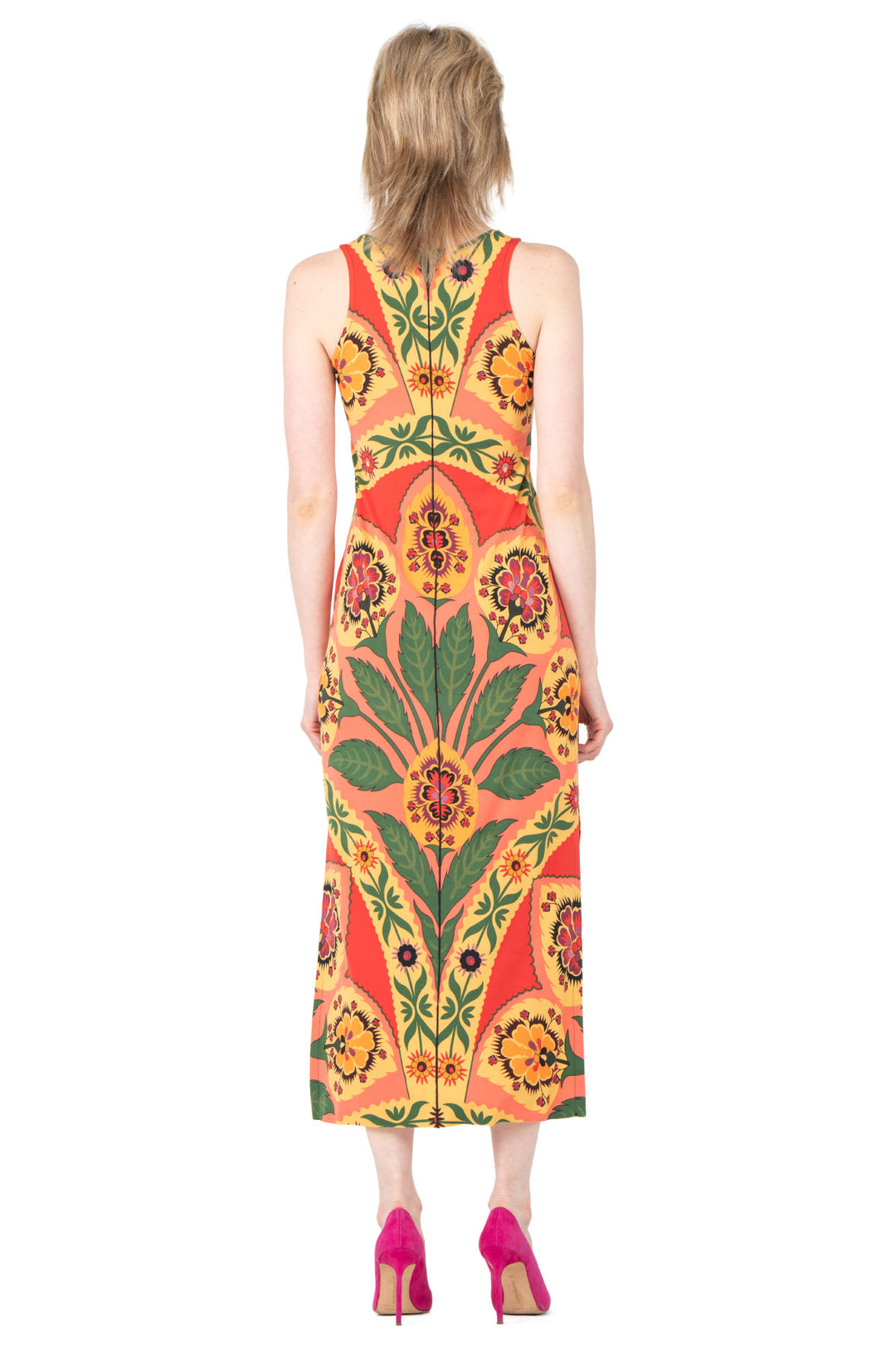 Raw Hemline Side Slit Tank Midi Dress