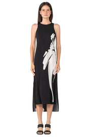 Raw Hemline Side Slit Tank Midi Dress