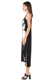 Raw Hemline Side Slit Tank Midi Dress