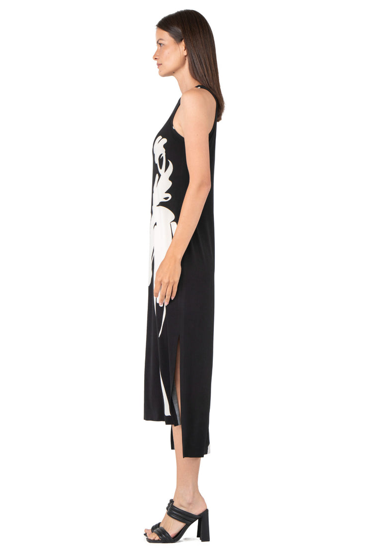 Raw Hemline Side Slit Tank Midi Dress