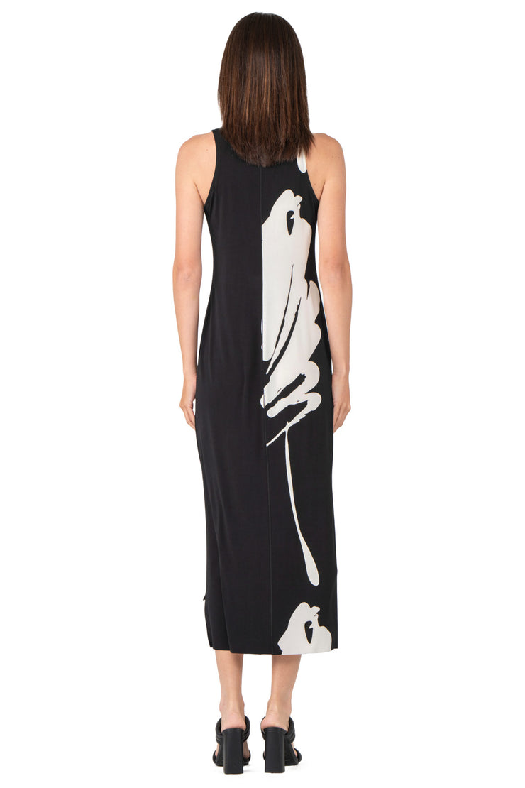 Raw Hemline Side Slit Tank Midi Dress