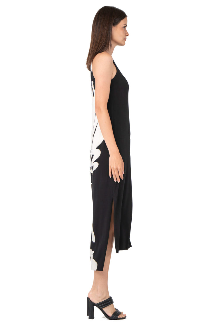Raw Hemline Side Slit Tank Midi Dress