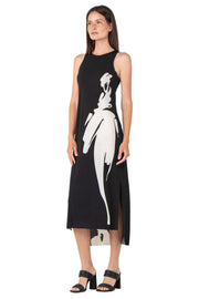 Raw Hemline Side Slit Tank Midi Dress
