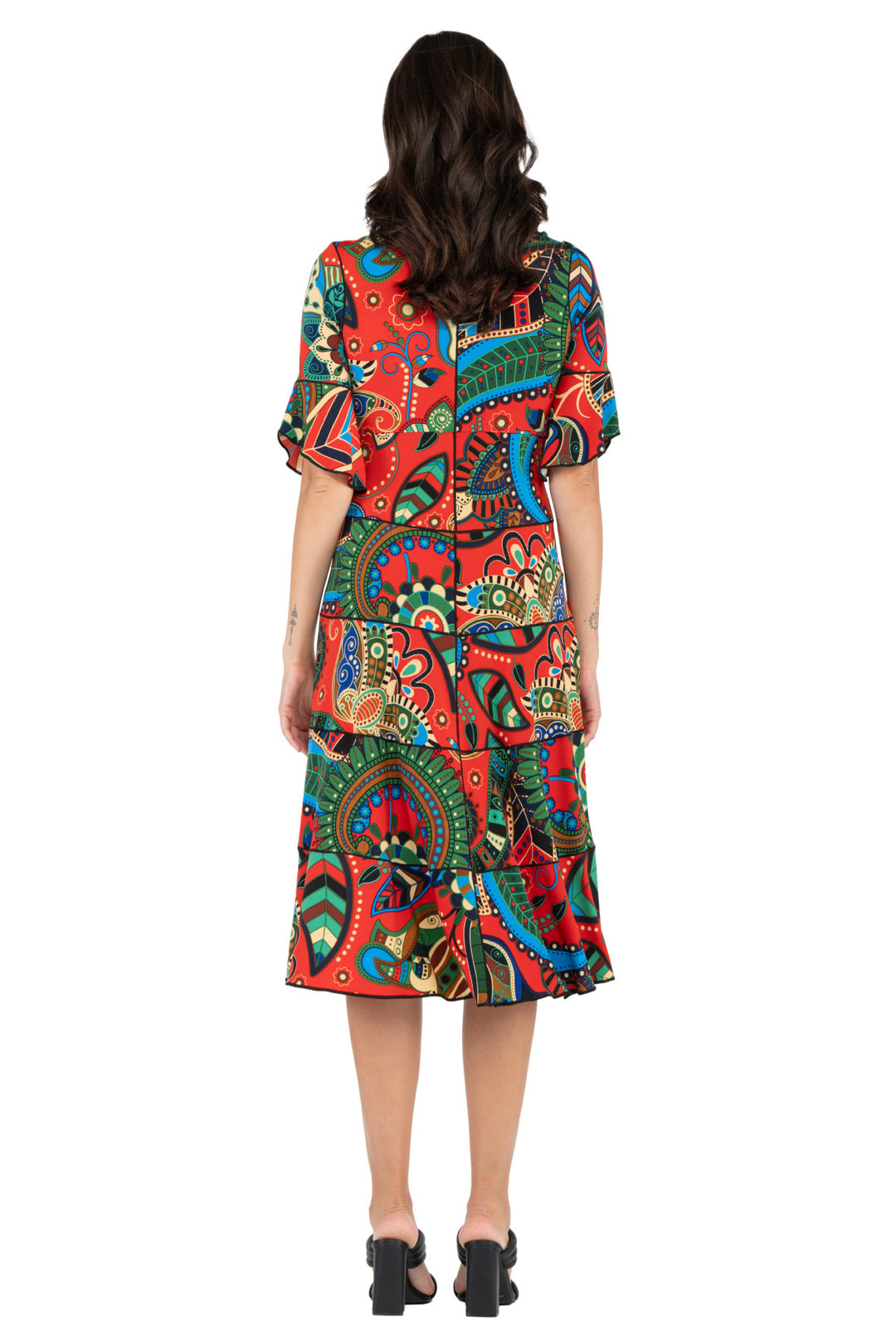 5 Tier 3/4 Sleeve Medium Length Dress