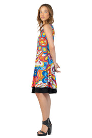 S/L V Neck 4 Panel Turnover Dress