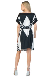 Latticed Shoulder Below Knee Loose Dress