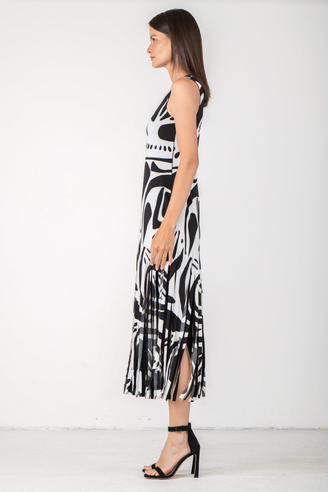 U Neck Tank Turn Over Fringe Dress