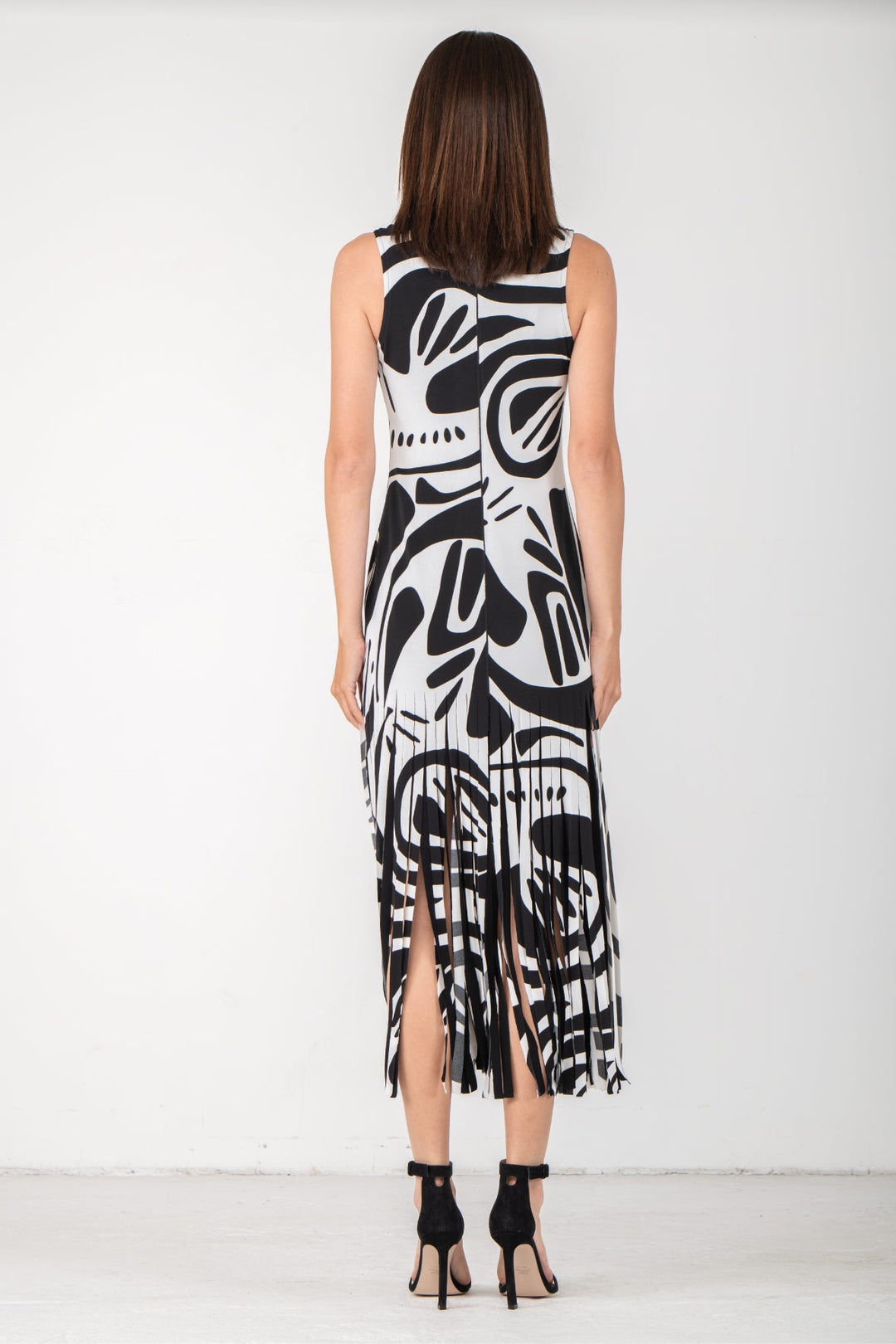 U Neck Tank Turn Over Fringe Dress
