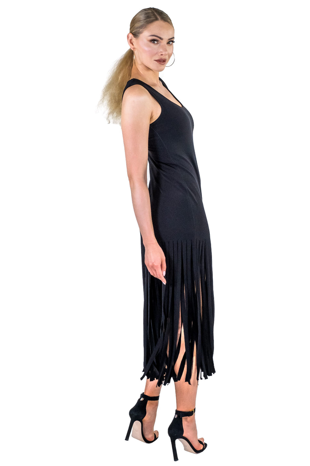 U Neck Tank Fringe Dress