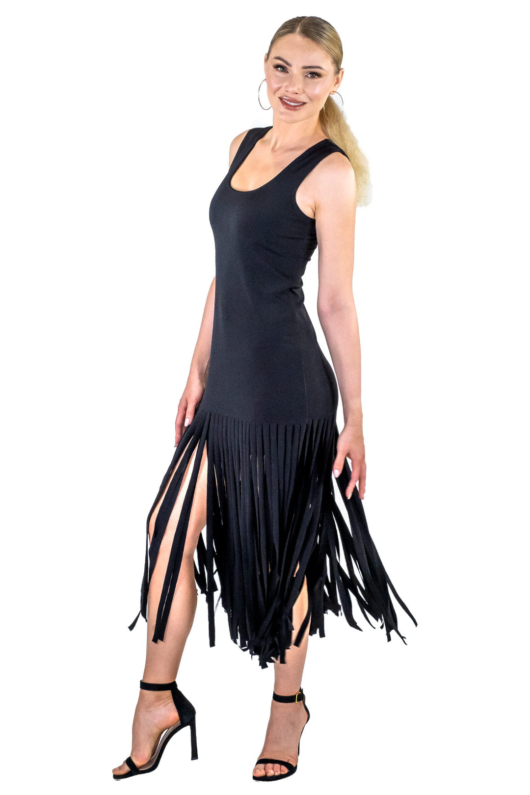 U Neck Tank Fringe Dress