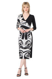 Calf Length ¾ SLV Wrap Dress