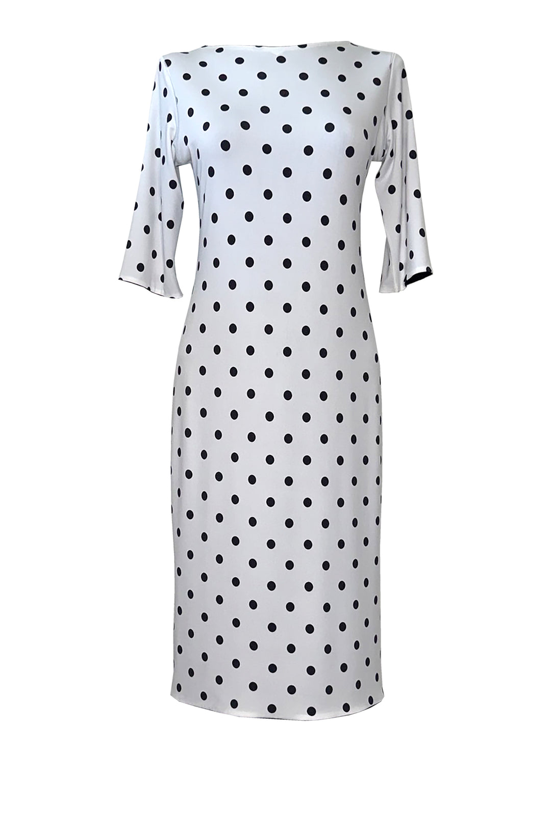 Elbow SLV Bateau Neck Back Slit Dress