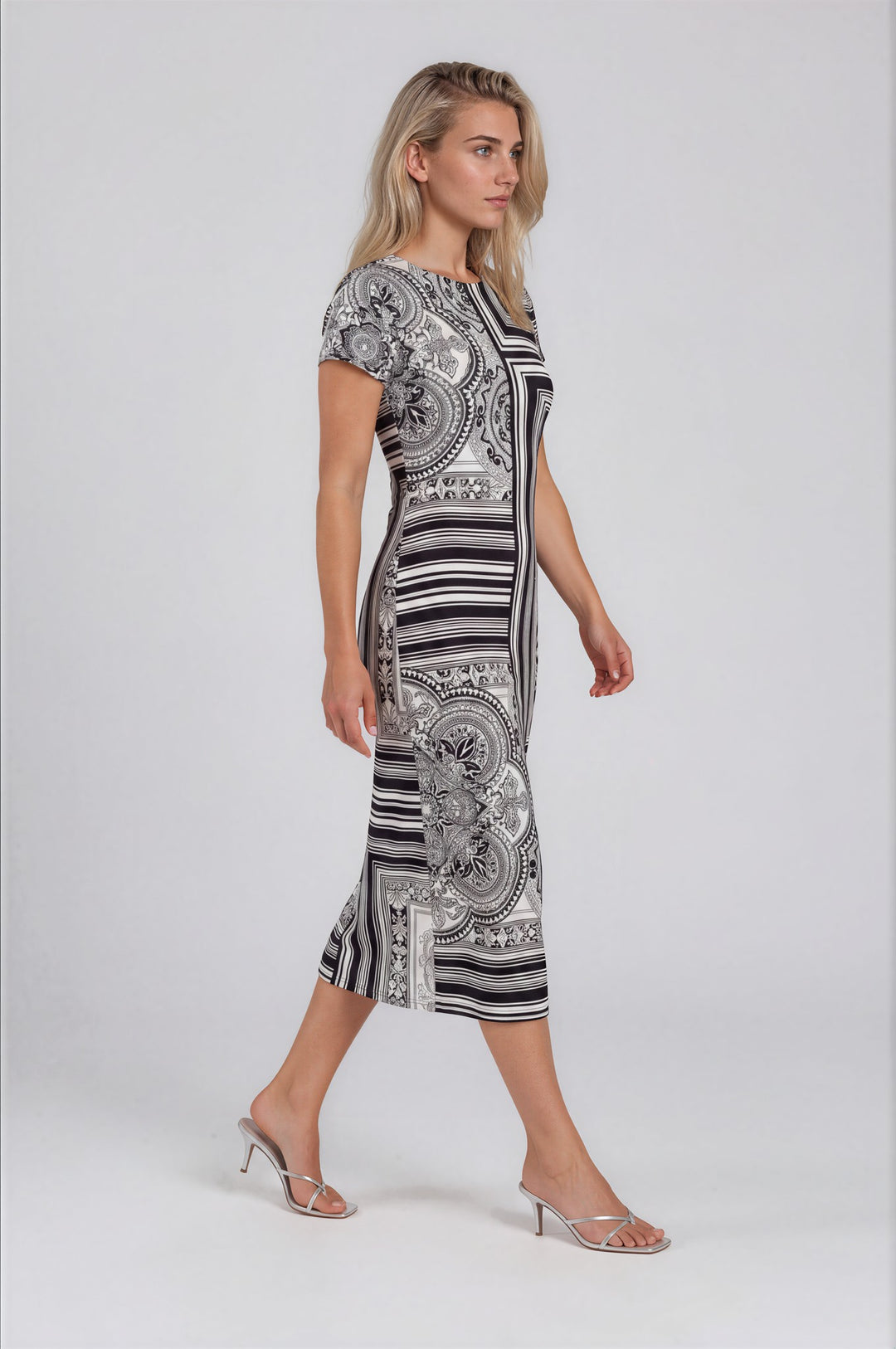 CAP SLEEVE  BELOW KNEE DRESS WITH NO SLIT