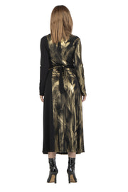 Long Sleeve Long A Line Wrap Dress