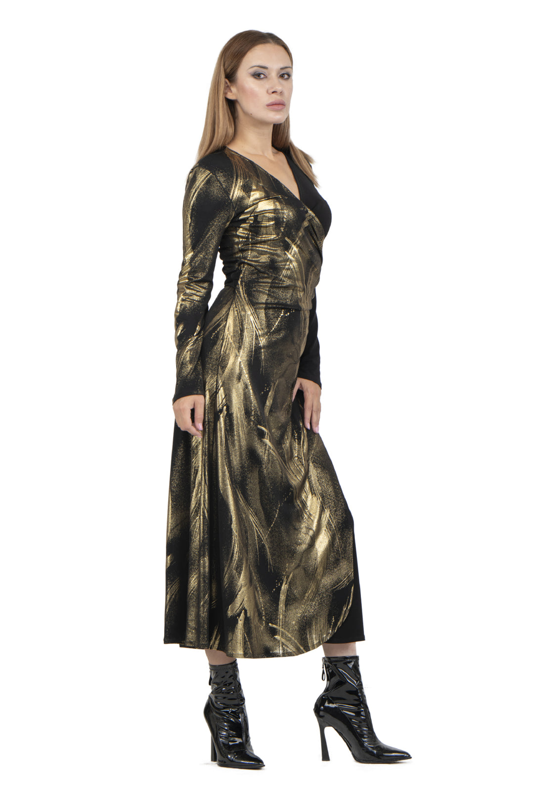 Long Sleeve Long A Line Wrap Dress