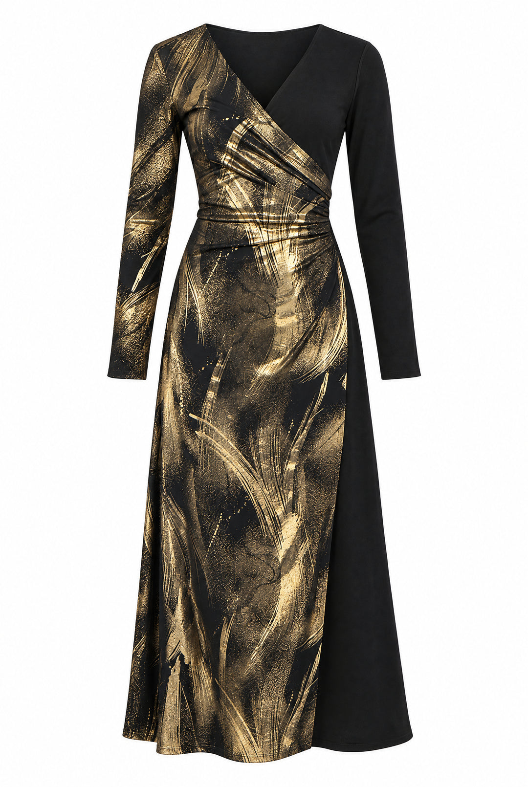 Long Sleeve Long A Line Wrap Dress