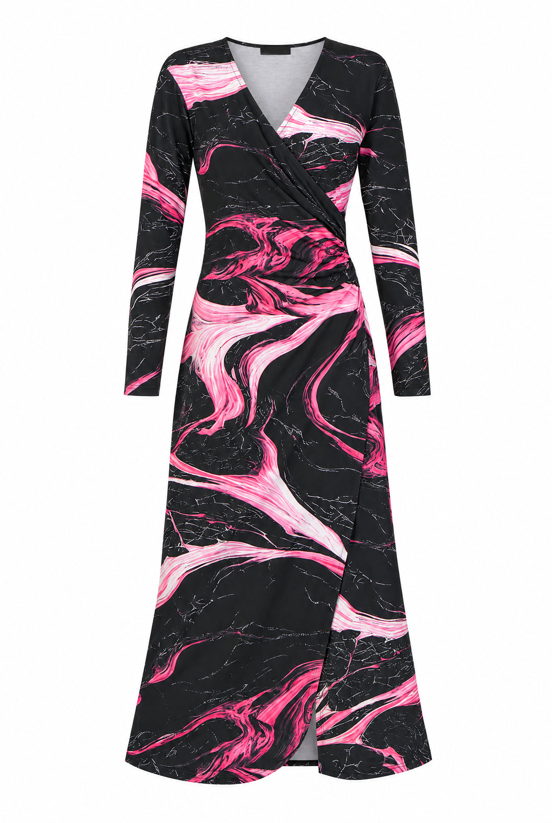 Long Sleeve Long A Line Wrap Dress