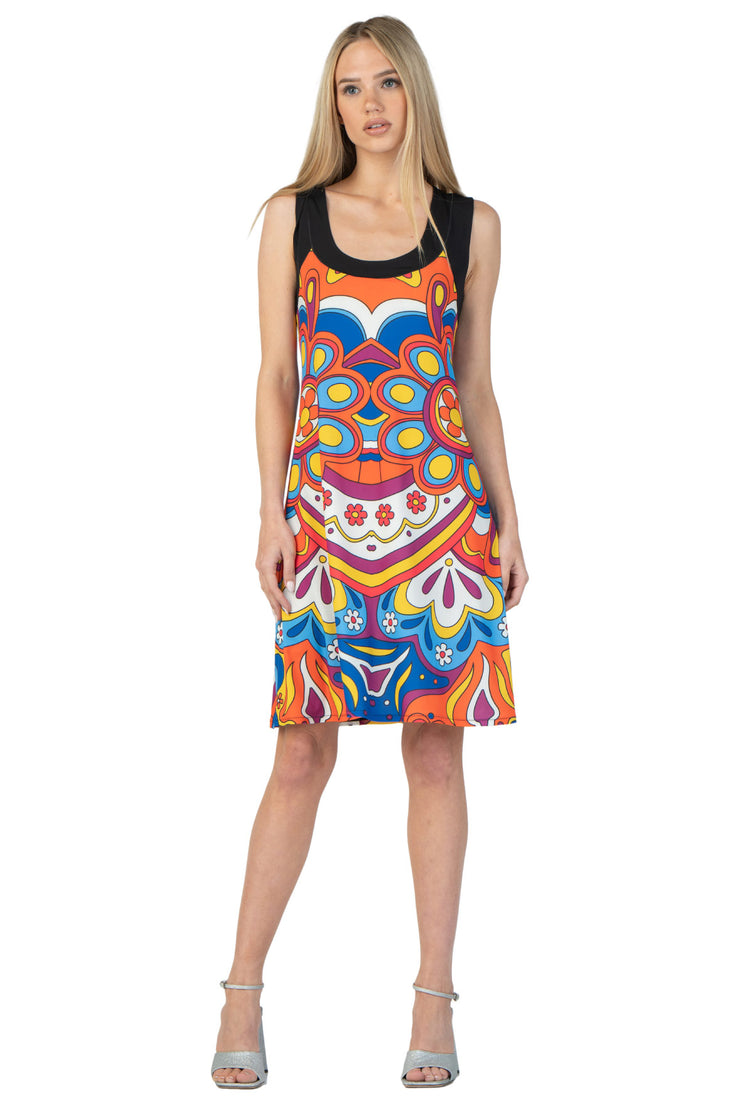 Single Layered Contrast Banded A Line Tank Dress