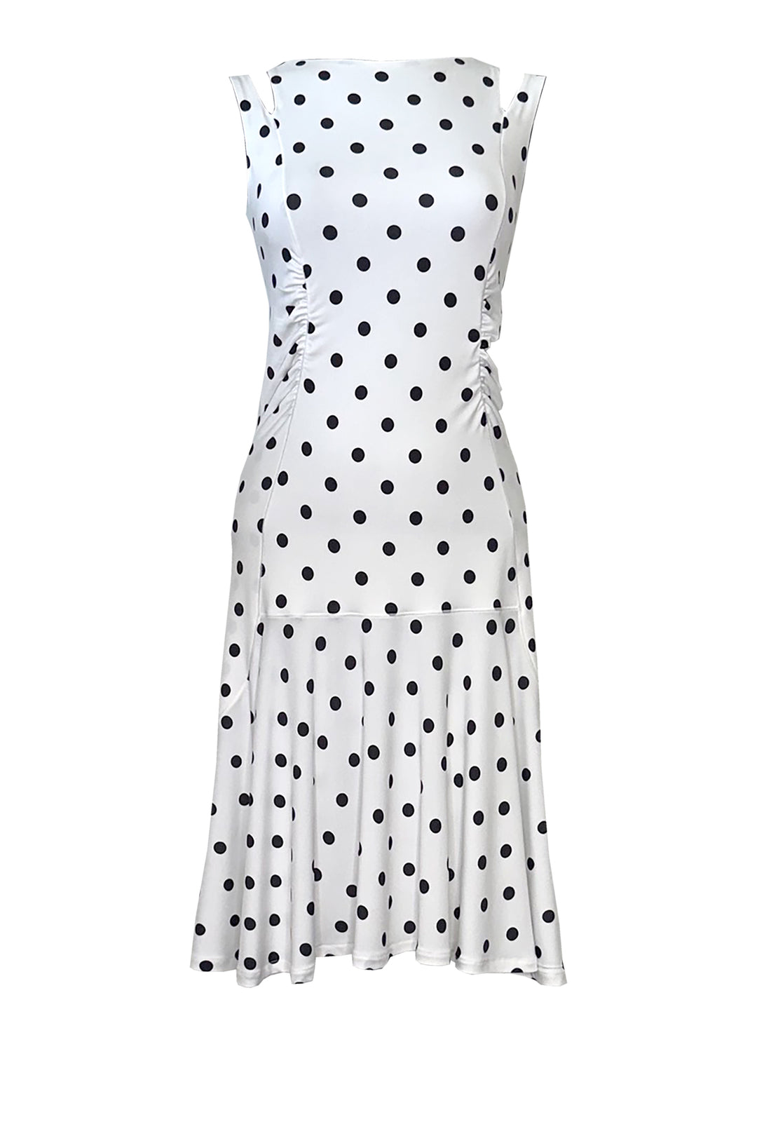 Ruched Detailed Sleeveless Lined Fit and Flair Dress