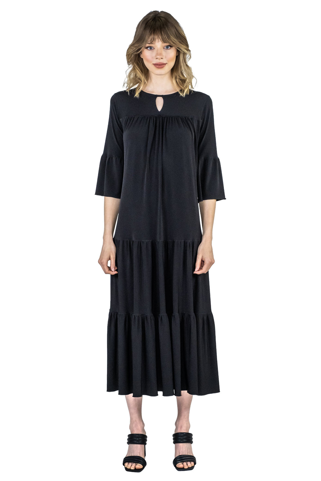 3/4 Sleeve Yoke Tier Dress