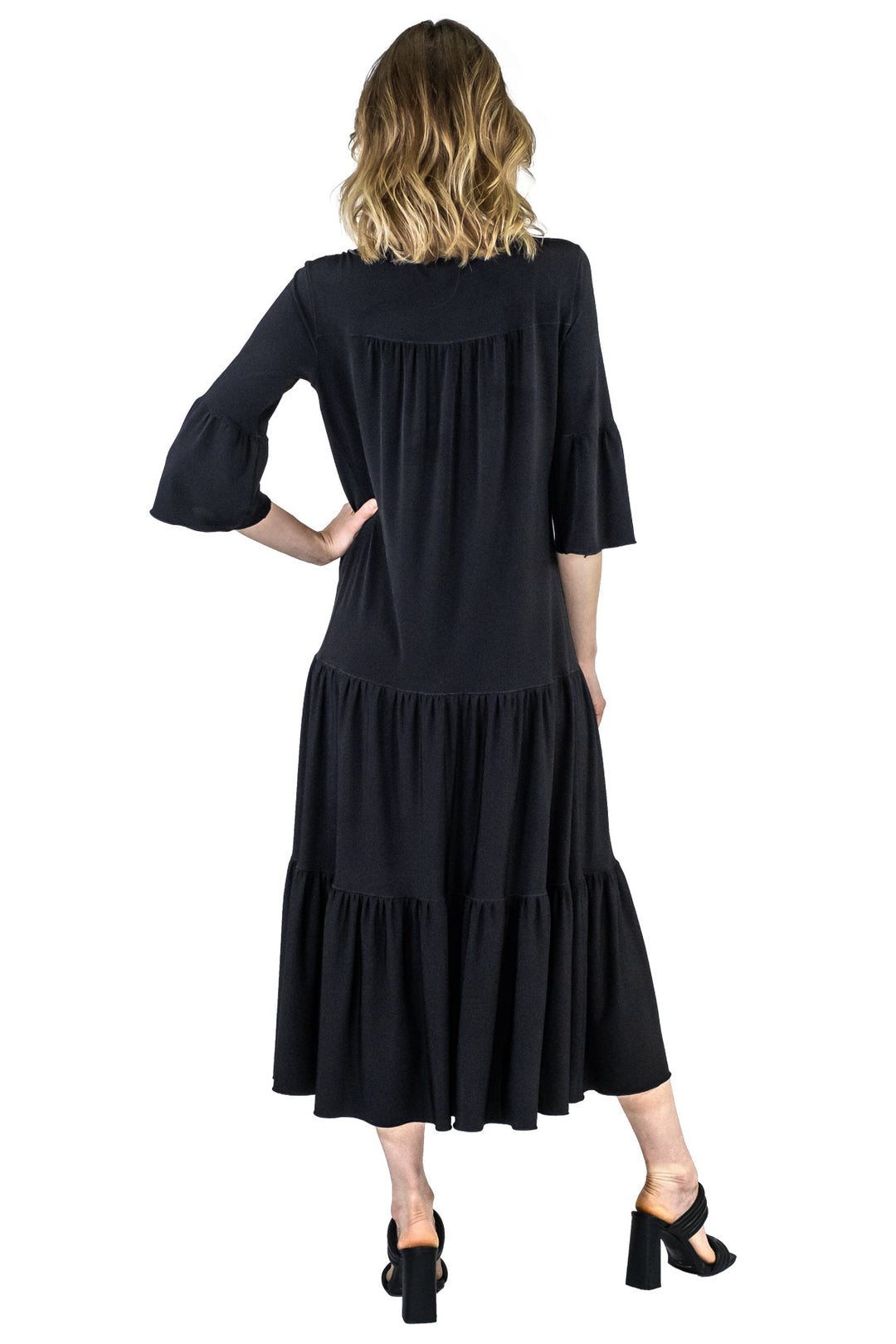 3/4 Sleeve Yoke Tier Dress