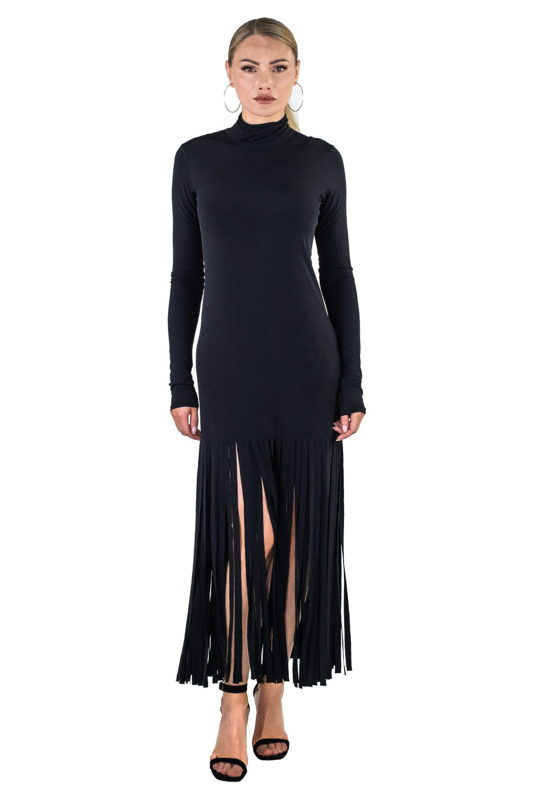 Kadas Mock Neck Fringe Dress