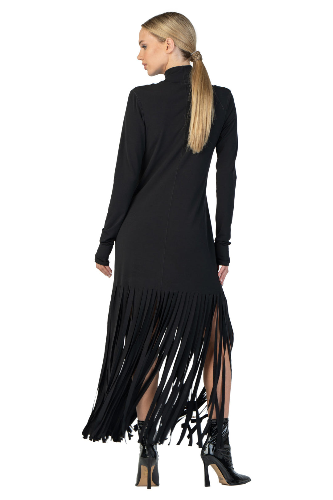 Kadas Mock Neck Fringe Dress